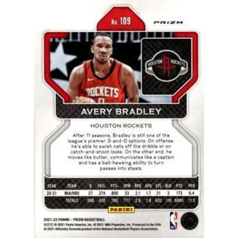 2021-22 Panini Silver Prizm Avery Bradley 109 Houston Rockets